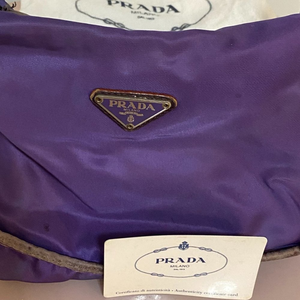 Vintage & Rare Purple Prada Tessuto Egg Fabric Bag - Picture 13 of 16
